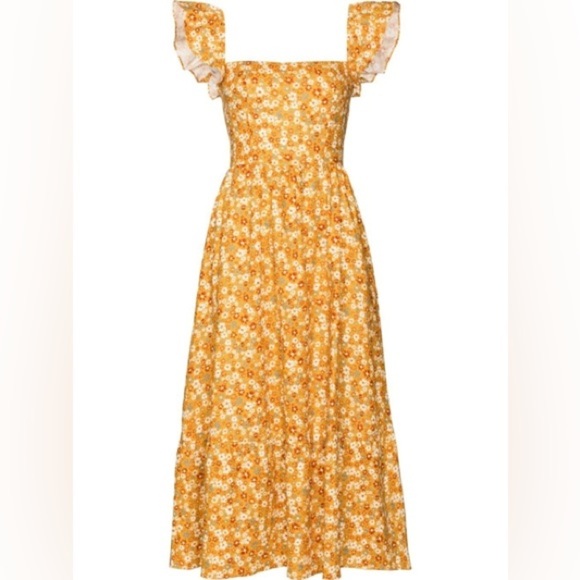 REFORMATION Lucila Linen Yellow Midi Dress 2 - Picture 5 of 10